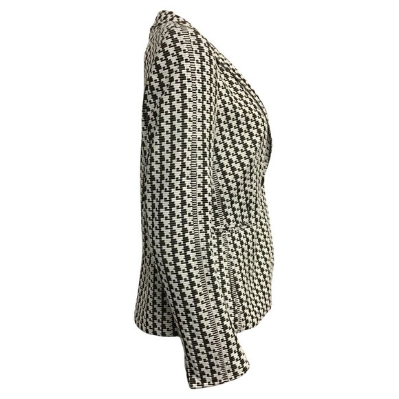 Akris Punto Black/White Woven Geometric Patterned Single Button Blazer - Picture 2 of 4